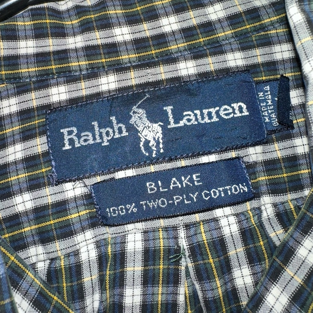 Green Ralph Lauren Mens Size L Navy Plaid Blake Cotton Long Sleeve Button Down - Picture 5 of 12